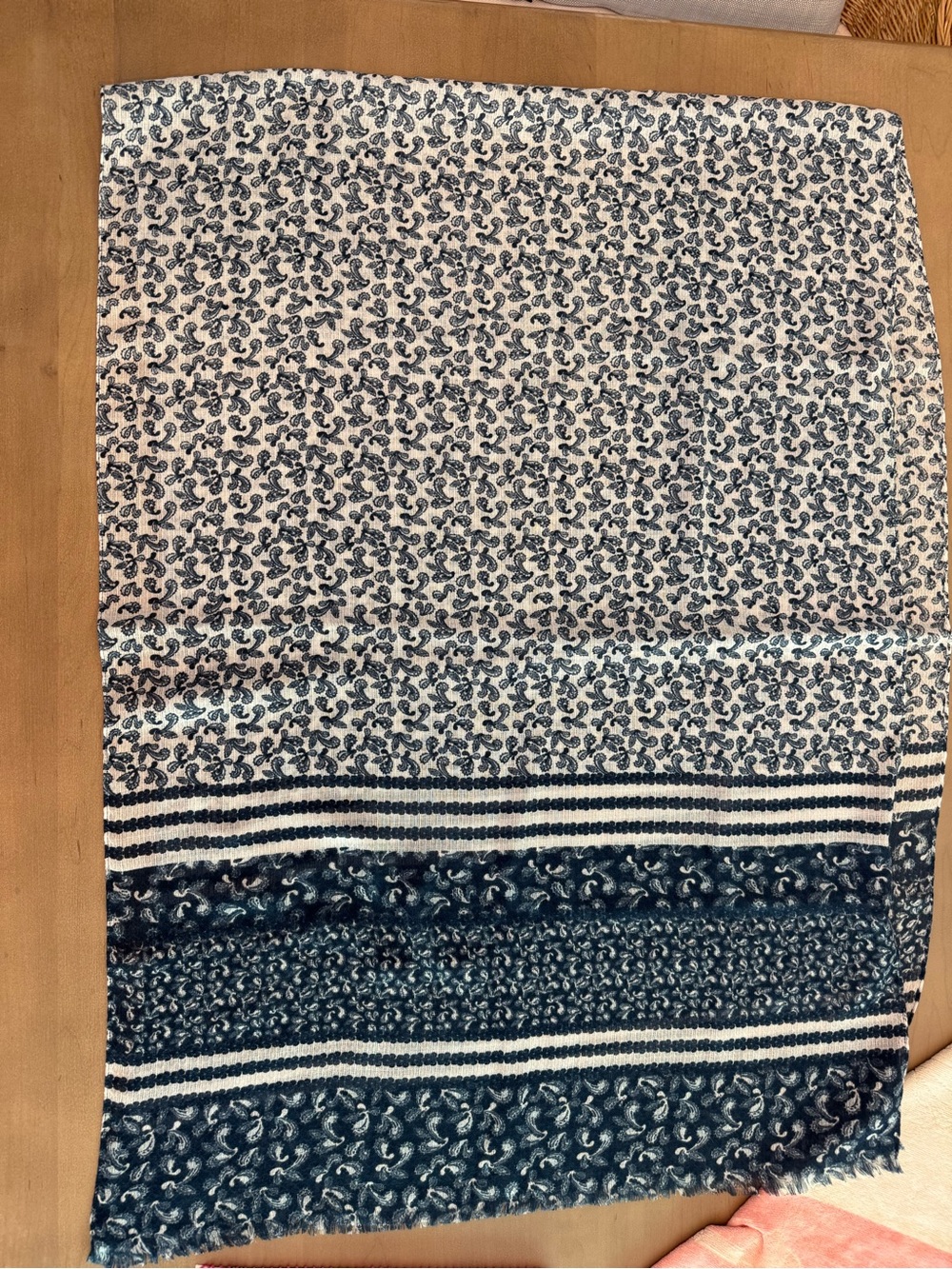 Blue and White Patterned Womens Scarf or Wrap